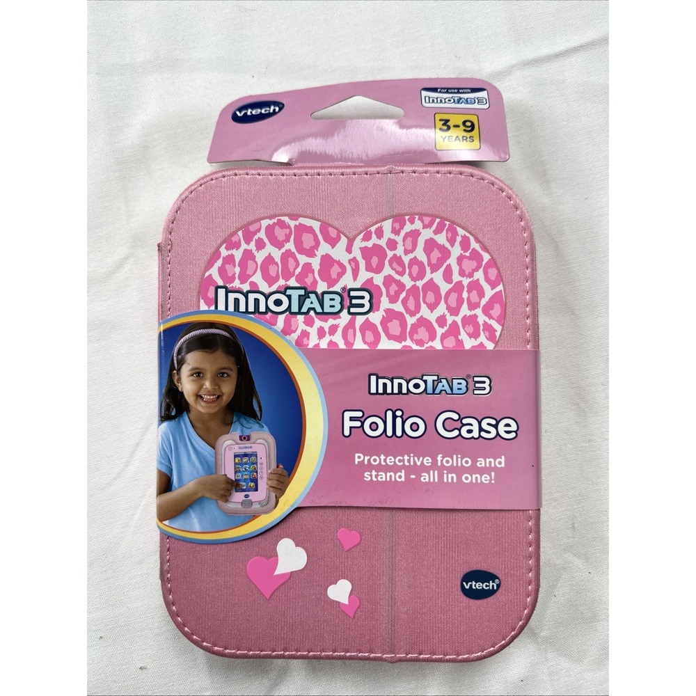 Vtech InnoTAB 3 Folio Case Pink w/ Hearts Model# 80-213550
